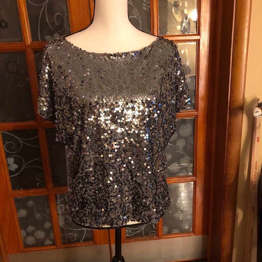 Silver sparkle tee SZ M
